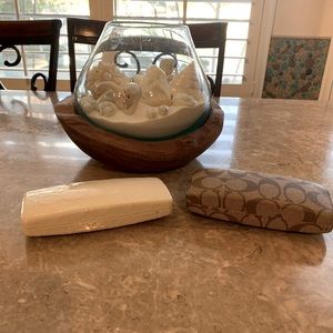 Coach 2 x Eyeglasses Sunglasses Cases Set white Patent and  Signature Canvas